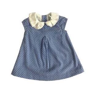 Edgehill Collection Blue and White Polka Dot Dress